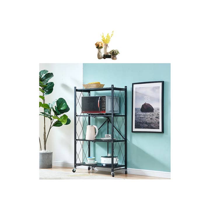 J&V TEXTILES - Wholesale Free-standing shelf - Assembled Black Foldable Metal Storage Shelving Unit - 3 Sizes!7