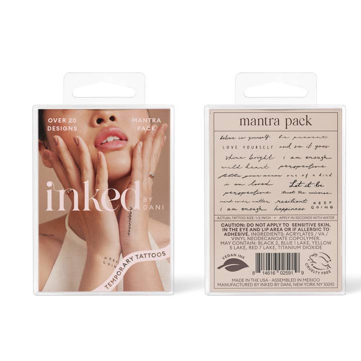 INKED by Dani - Wholesale Temporary Tattoo - Mantra Temporary Tattoo Pack