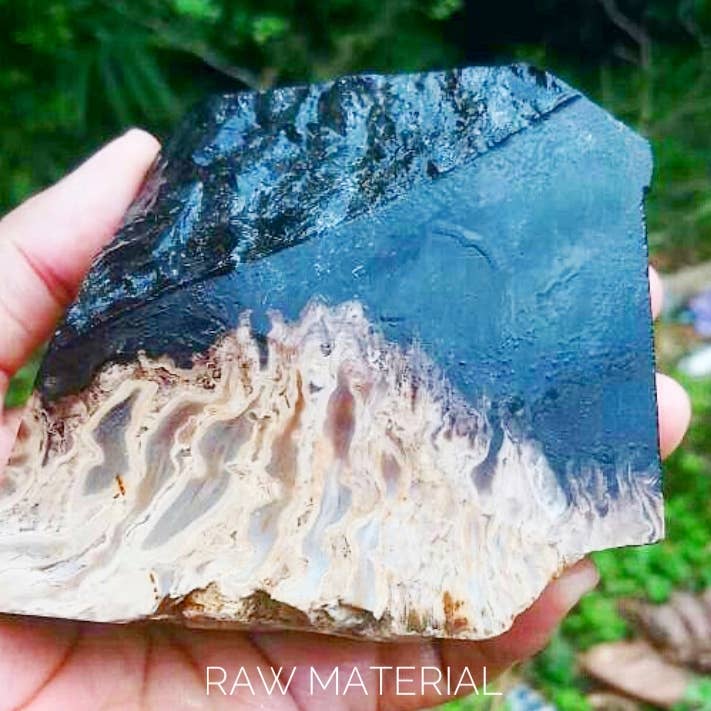 MergingMetals – Engroshandel Halskæde med vedhæng – Forstenede Palm Wood Lunar Moon halskæde6