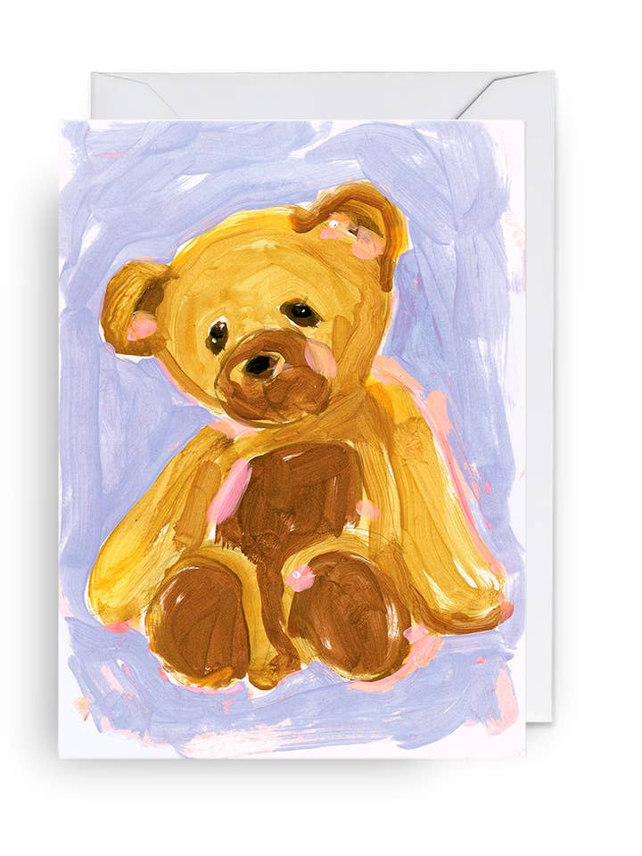 Ours en peluche Floppy Gold - Carte de vœux pour la vente par Lisa Penz Art