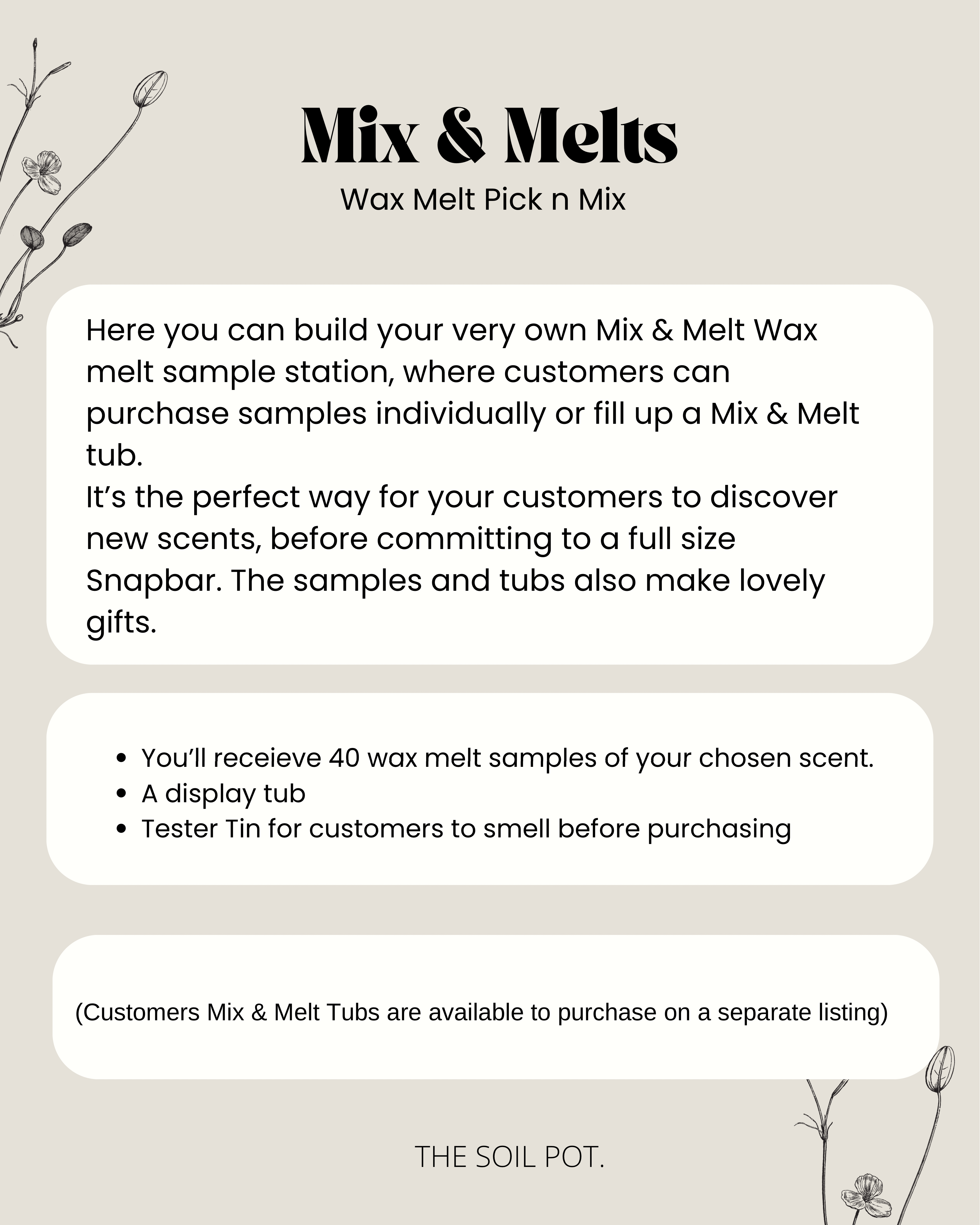 The Soil Pot – wholesale Wax melt – Mix & Melt Wax Melt Sampler, Pick n Mix Wax Melts1