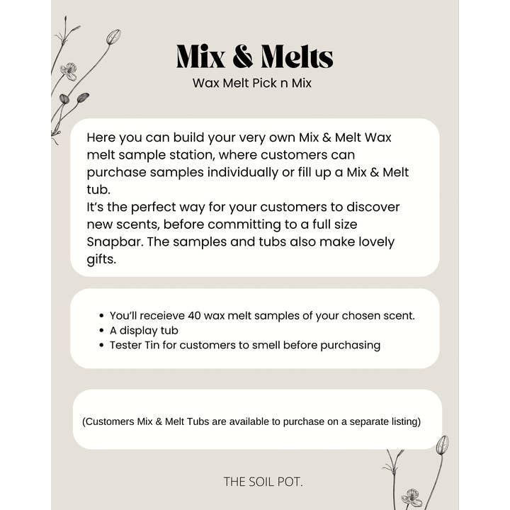 The Soil Pot – wholesale Wax melt – Mix & Melt Wax Melt Sampler, Pick n Mix Wax Melts1