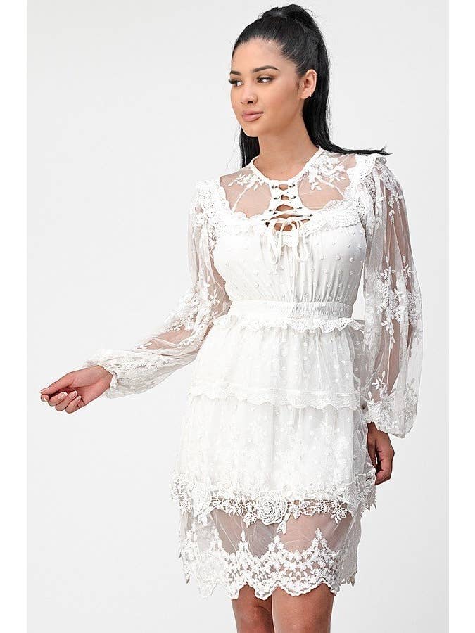 SHOP17 - Wholesale Dress - Women's - Lace crochet mini dress 4543D-A5