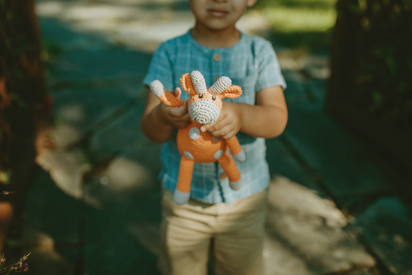 Pebblechild – Engroshandel Rangle - Baby – Hæklet babylegetøj giraf rangle - blød orange2