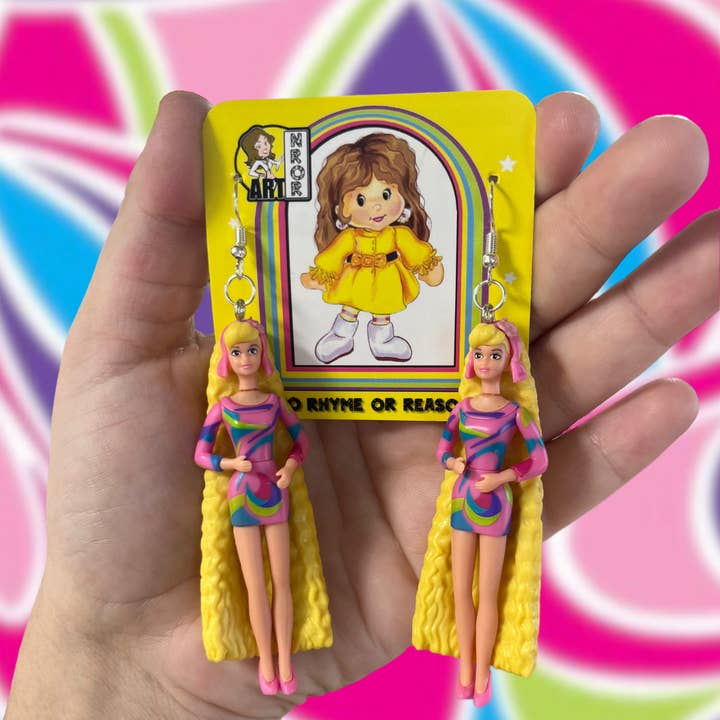 NO RHYME OR REASON ART - Wholesale Dangle Earrings - Totally Hair Barbie Doll Earrings - 90s Nostalgia, Posable10