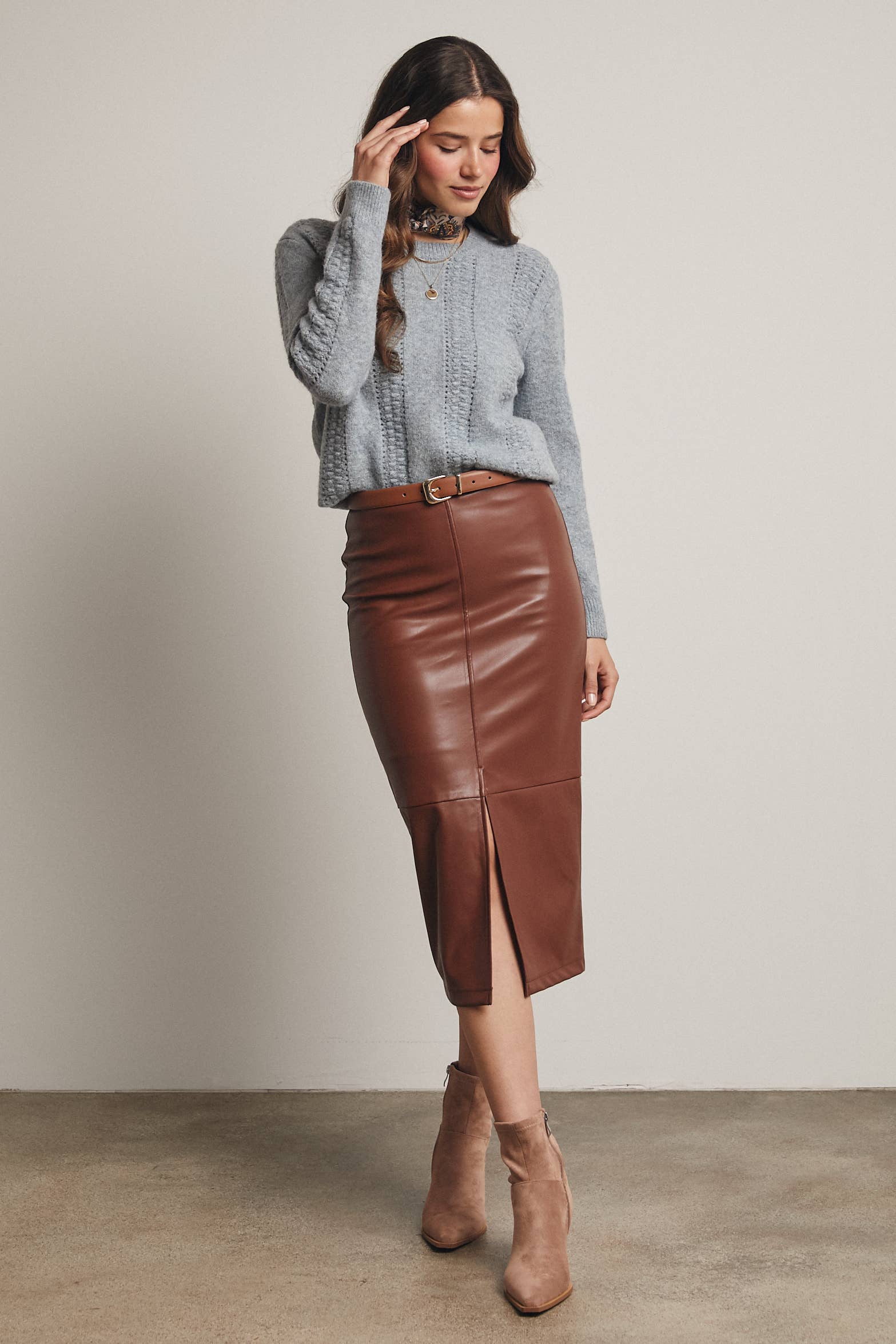 Forte - Wholesale Knit Sweater - Women's - Textured Cable Stitch Pullover Sweater FSW00166