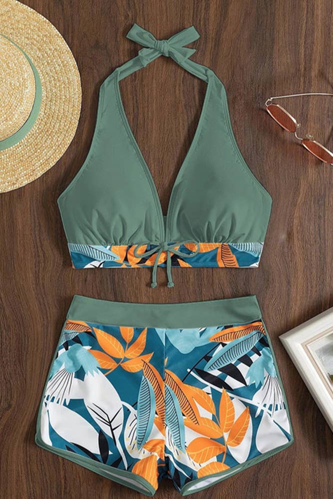 UNISHE - Wholesale Two Piece Swimsuit - Women's - High Waist Beach 2PCS Bikini Set ZZKF6566