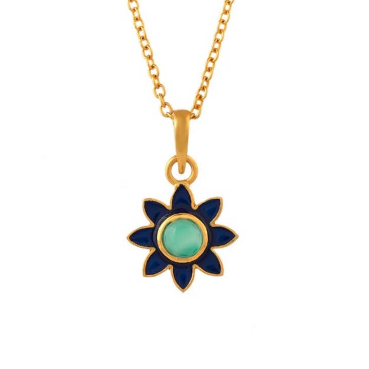Green Onyx Gold Plated Enamel Necklace, Handmade Accessories for wholesale by Misteerious Seed
