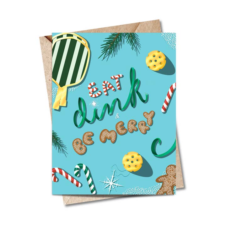 Pickleball-Weihnachtskarte - Essen, trinken und fröhlich sein! für den Großhandel von Studio Bugs