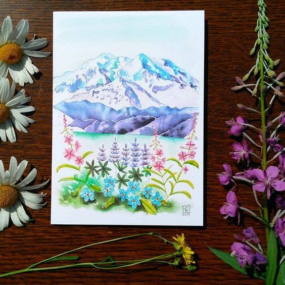 1220. Denali Wildflower Card for engroshandel hos Dancing Raven Designs