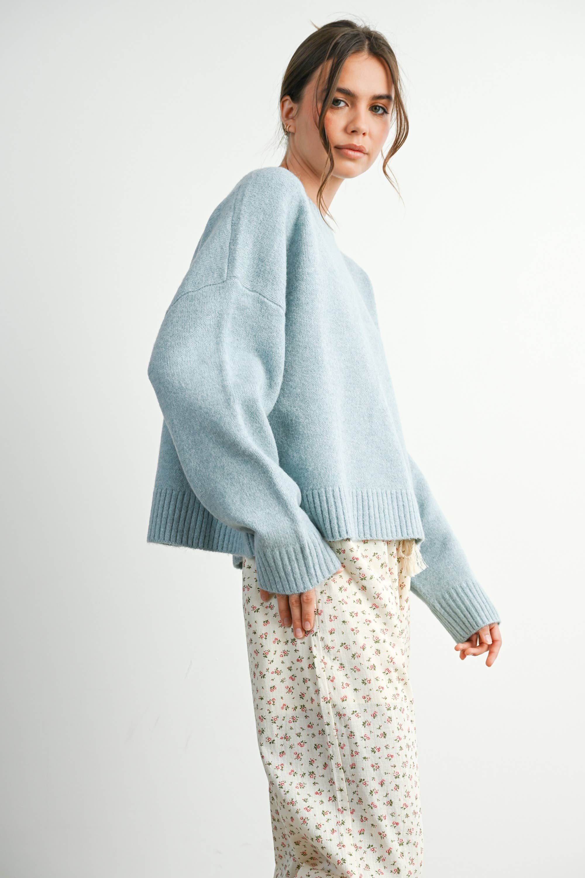 BUTTERMELON - Wholesale Knit Sweater - Women's - Tie-back Sweater - BMW781544