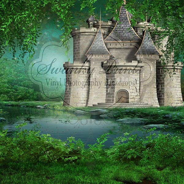 Toile de fond de photographie en vinyle de 7 pi x 7 pi /château /princesse pour la vente par Swanky Prints