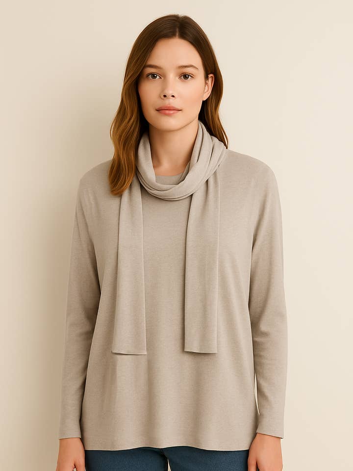 WOOL BLEND LIGHT KNIT TOP WITH MATCHING COLOUR SCARF for wholesale by Lucy Sparks