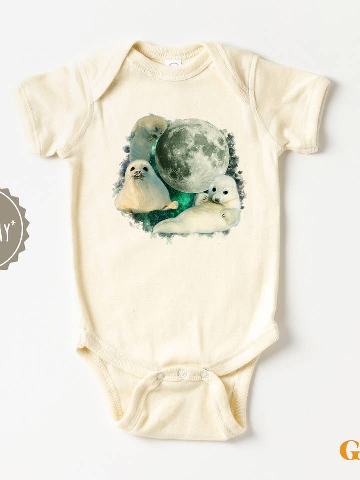 Blue Giraffe Inc - Wholesale Bodysuit (Non-Footed) - Baby - Vintage Seal and Moon Onesie®