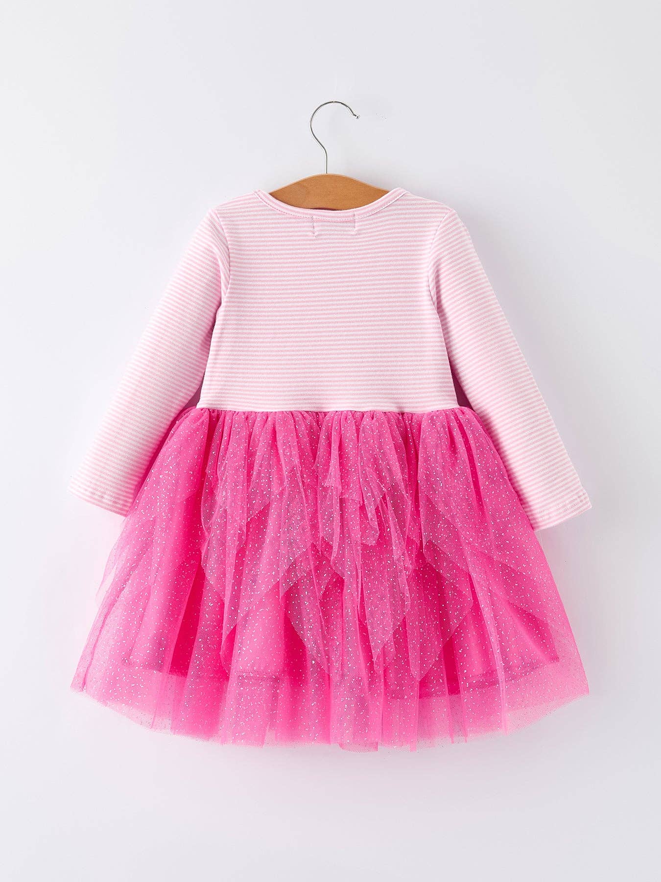 Rylee Faith Designs – Großhandel Kleid – Kinder – Rosa Weihnachtsmann Applikation Gestreiftes Mädchenkleid1