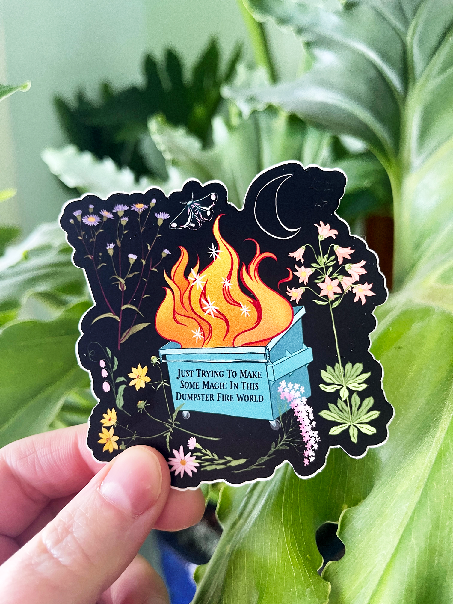 Fabulously Feminist - Wholesale Sticker - Just Trying To Make Some Magic In This Dumpster Fire World2