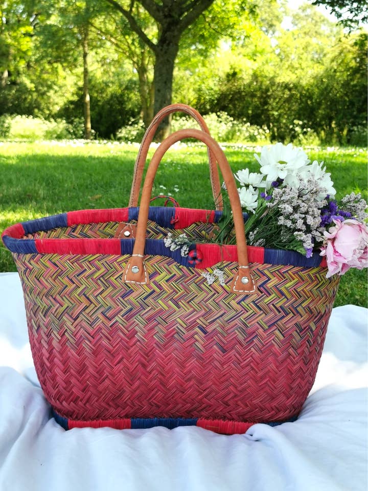 Cesta de paja colorida para venta al por mayor de Nature et Fibre