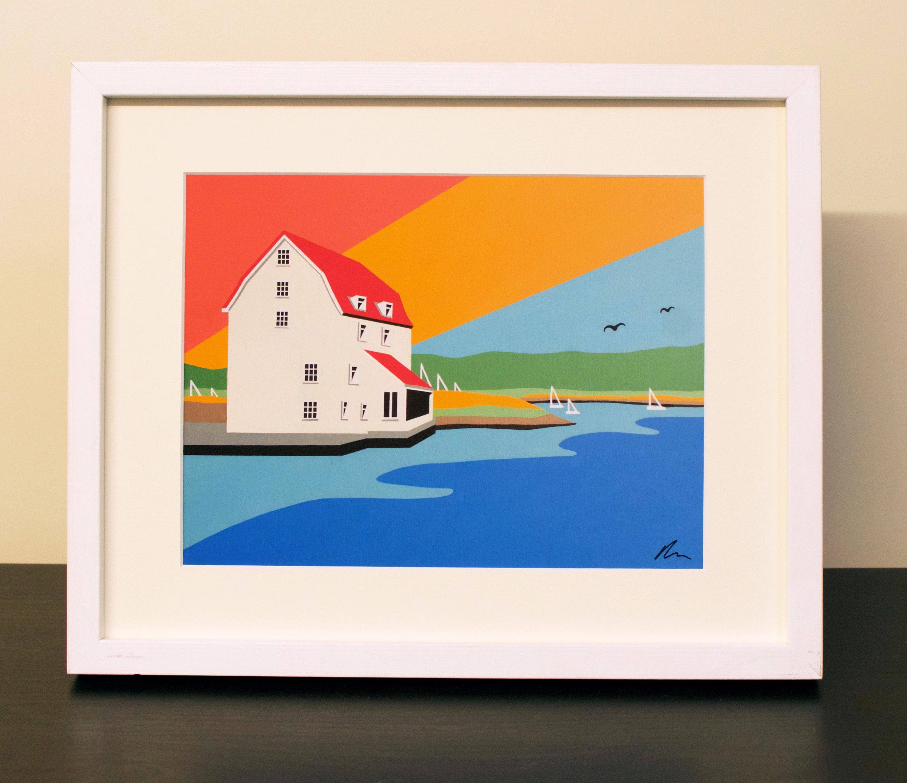 Rebecca Pymar - Wholesale Art Print - Woodbridge Tide Mill Mounted Print