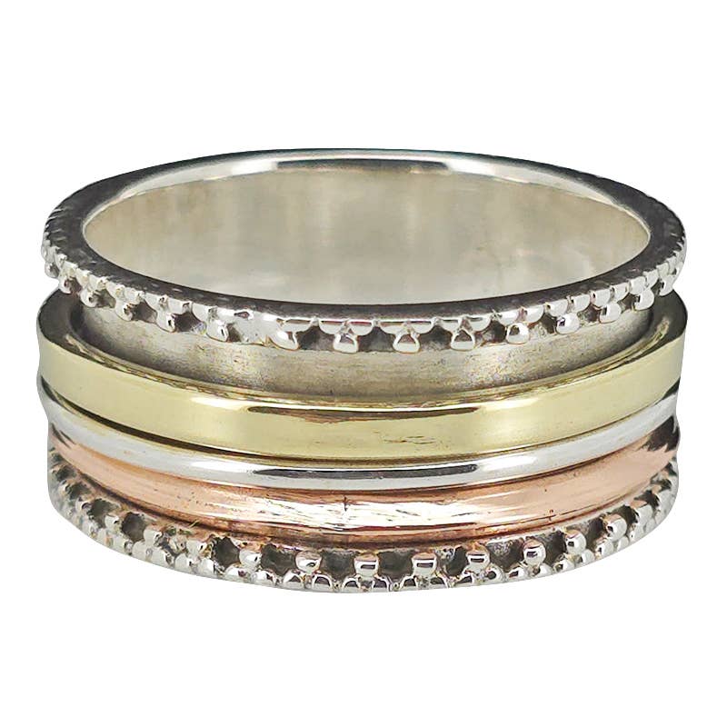 Amberman - Wholesale Band/Stacked Ring - Silver, Brass And Copper Spinner Classic Anxiety Ring3