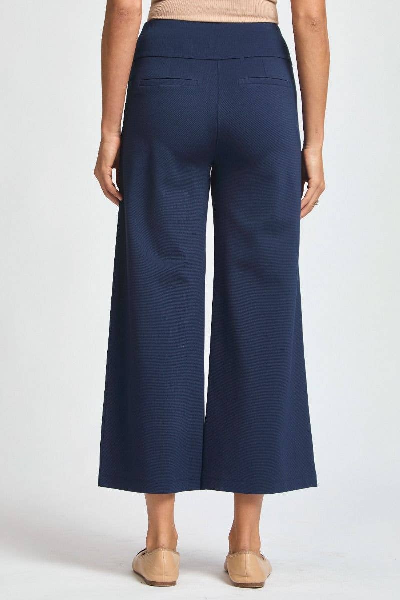 BLEU MARINE Pantalon large court magique taille haute en vente sur Faire1