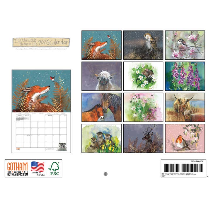 Multi Color Alex Clark Little Things Life Calendar 2026 Nature Animal Monthly Wall for wholesale on Faire1
