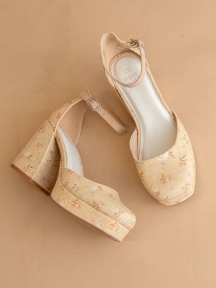 The Oslo Floral | Chunky Platform Mary Janes for wholesale on Faire