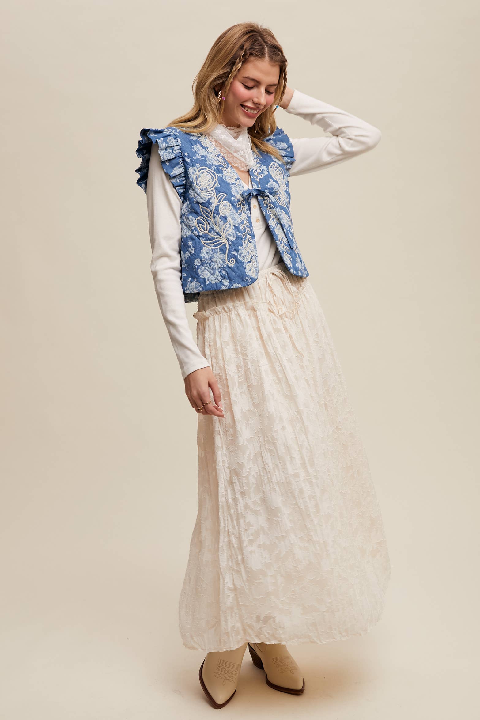 Listicle - Wholesale Skirt - Women's - Floral Textured Maxi Skirt22