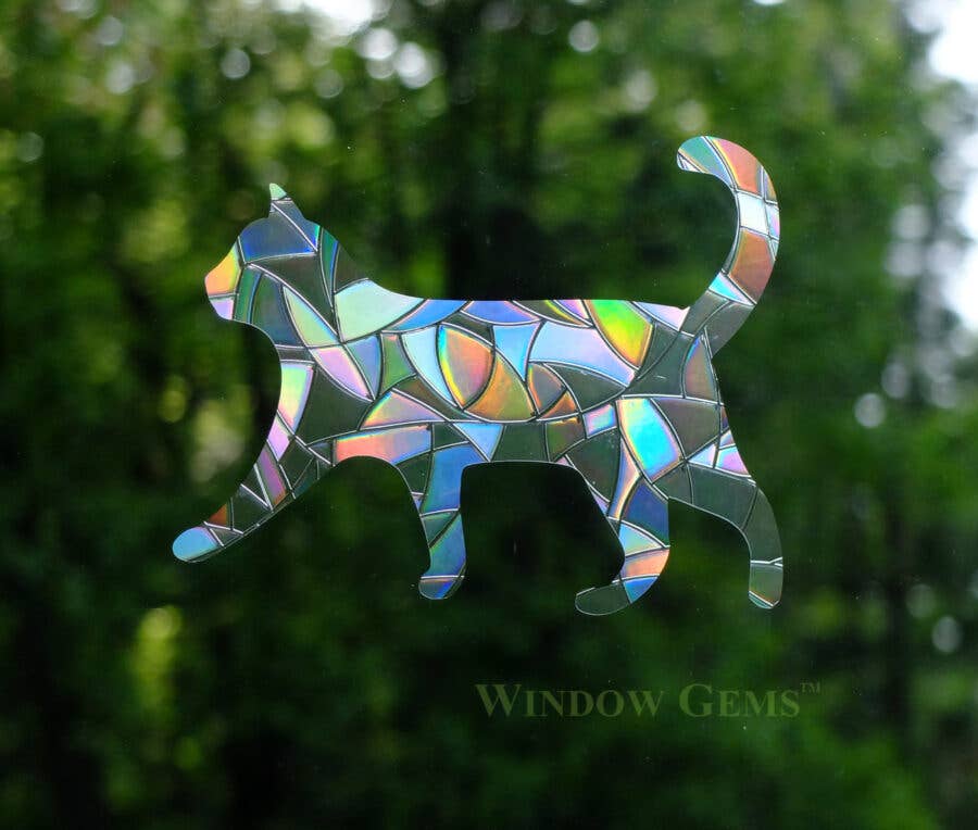 Window Gems - Wholesale Suncatcher - Cat Window Clings - Prismatic Bird Strike Prevention Decals1