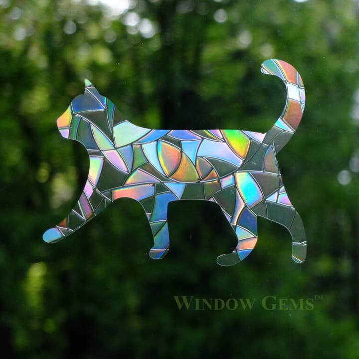 Window Gems - Wholesale Suncatcher - Cat Window Clings - Prismatic Bird Strike Prevention Decals1