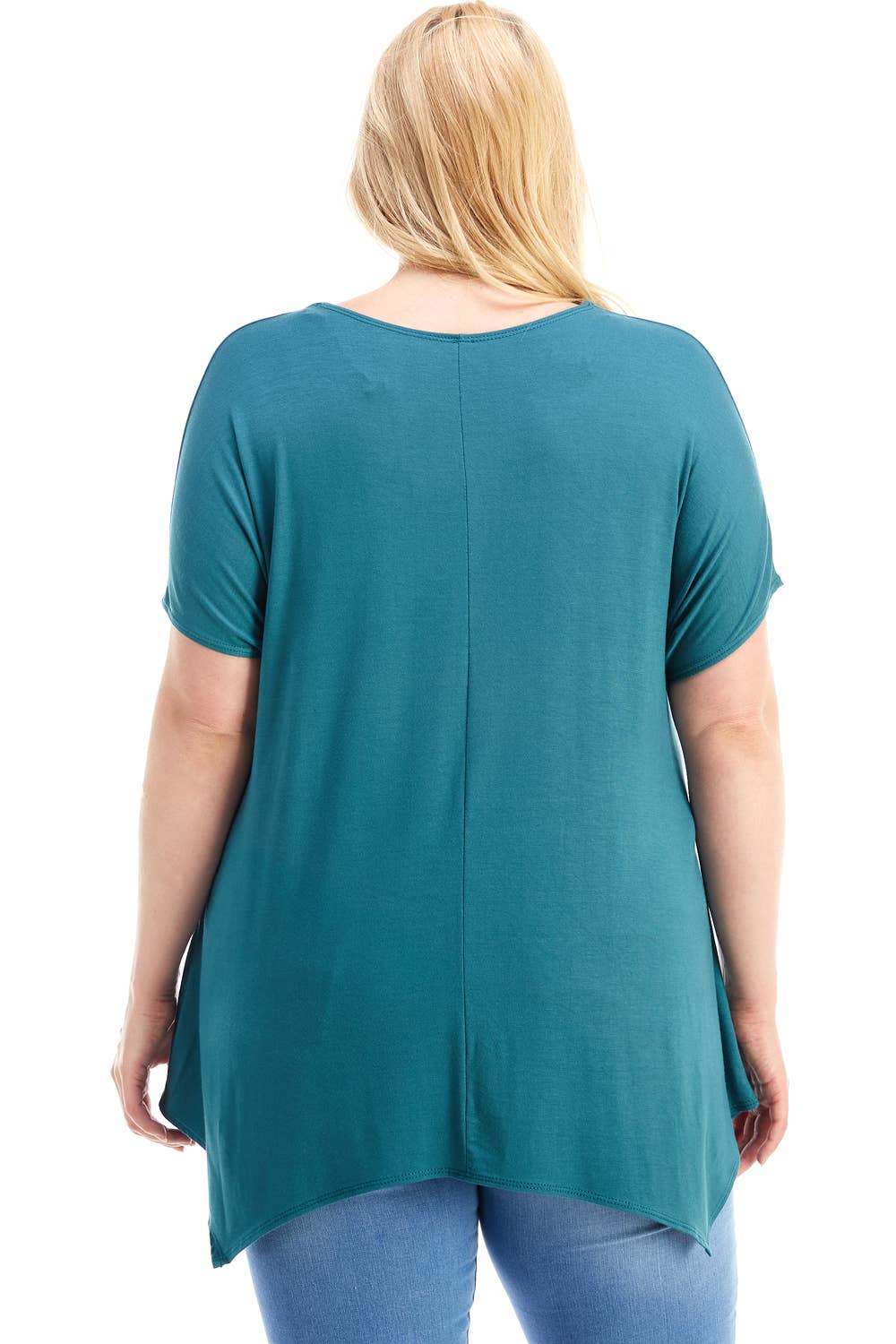 Azules Clothing - Wholesale Tunic - Women's - ATP-2307RSX Plus Size Asymmetric Short Sleeve Tunic58