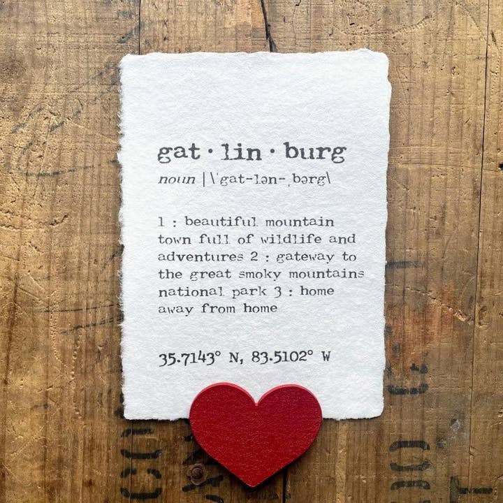 gatlinburg tennessee definition print in typewriter font for wholesale by Alison Rose Vintage