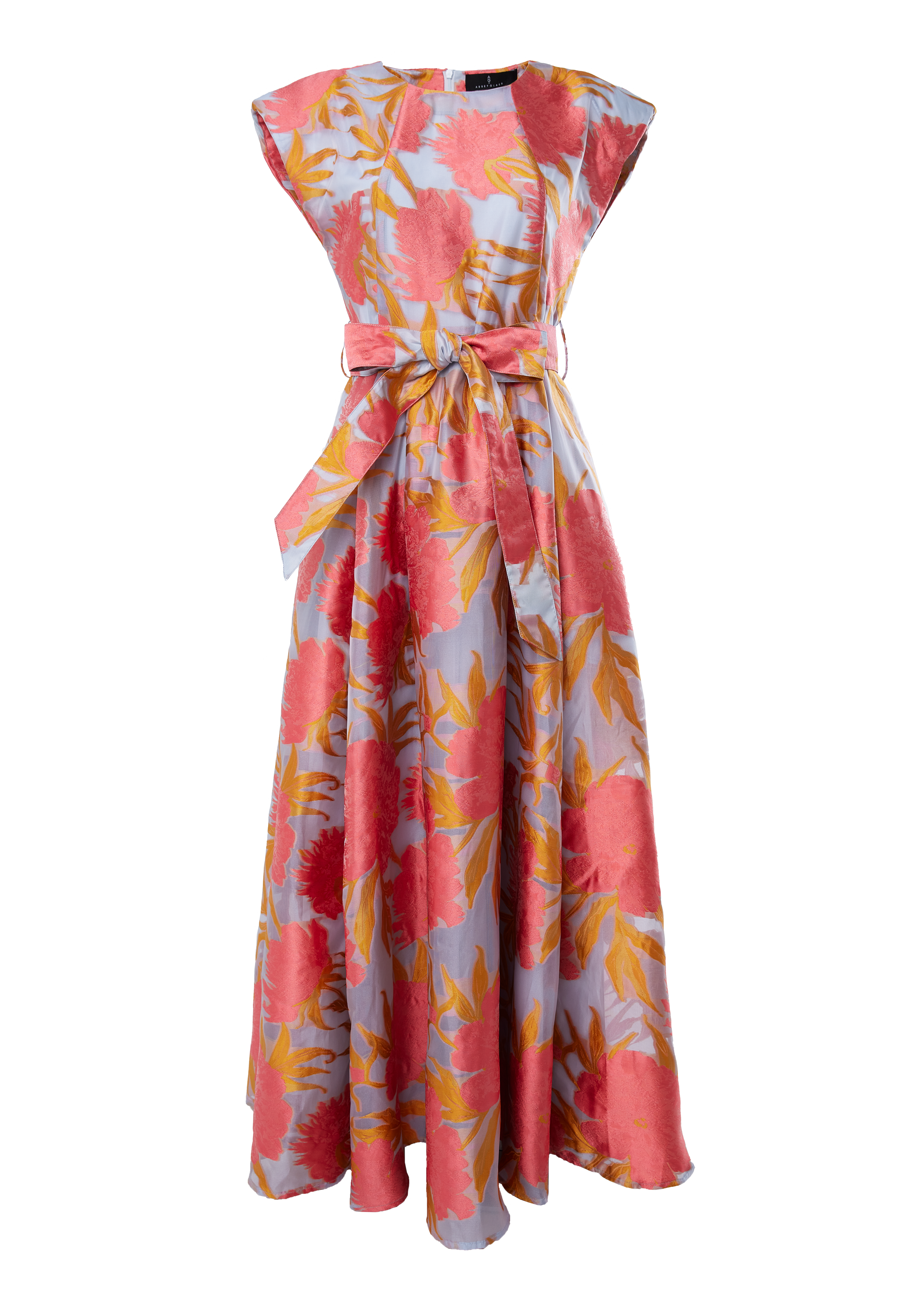 Abbey Glass - Wholesale Gown - Women's - Olivia Gown Hot Coral Pansy Vine Organza6