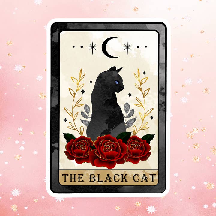 Black Cat Tarot Card Sticker Metaphysical Intention for wholesale by London Luxury Candles