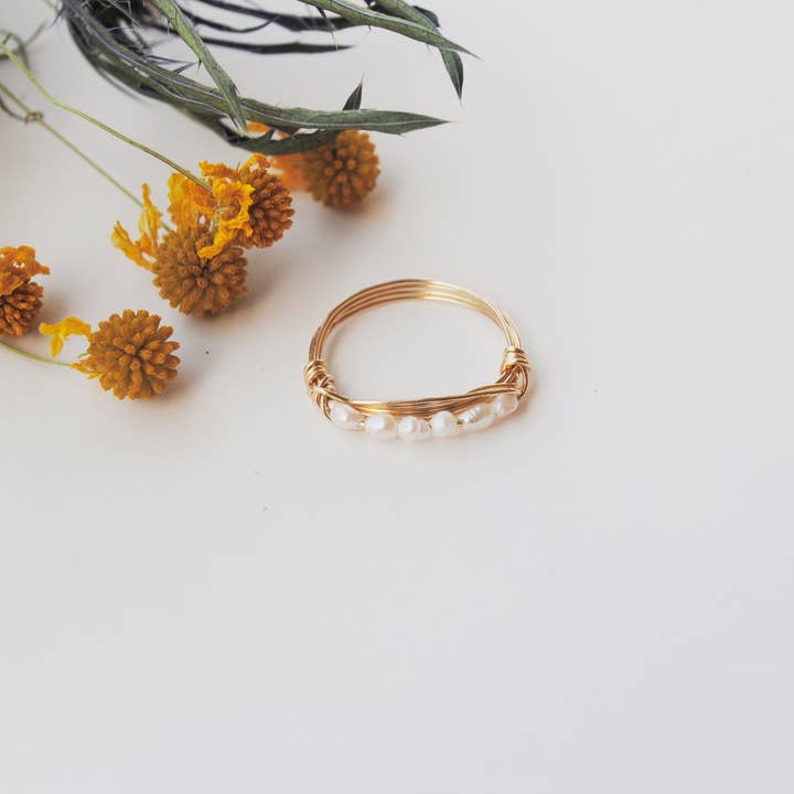 Pearl Band Stacking ring for wholesale by Seaflowerjewelry