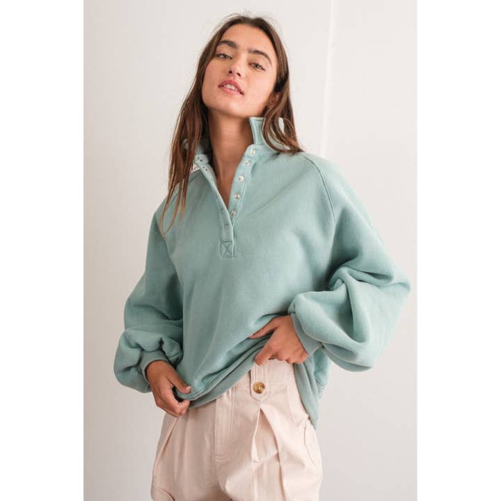 Apolline - Wholesale Sweatshirt - Women's - Piper Snap Button Collared Sweater1