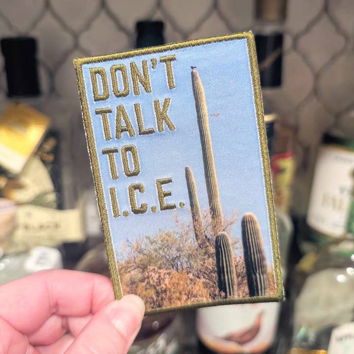 Don't Talk To I.C.E. iron-on patch for wholesale by Cunning Linguist Co.