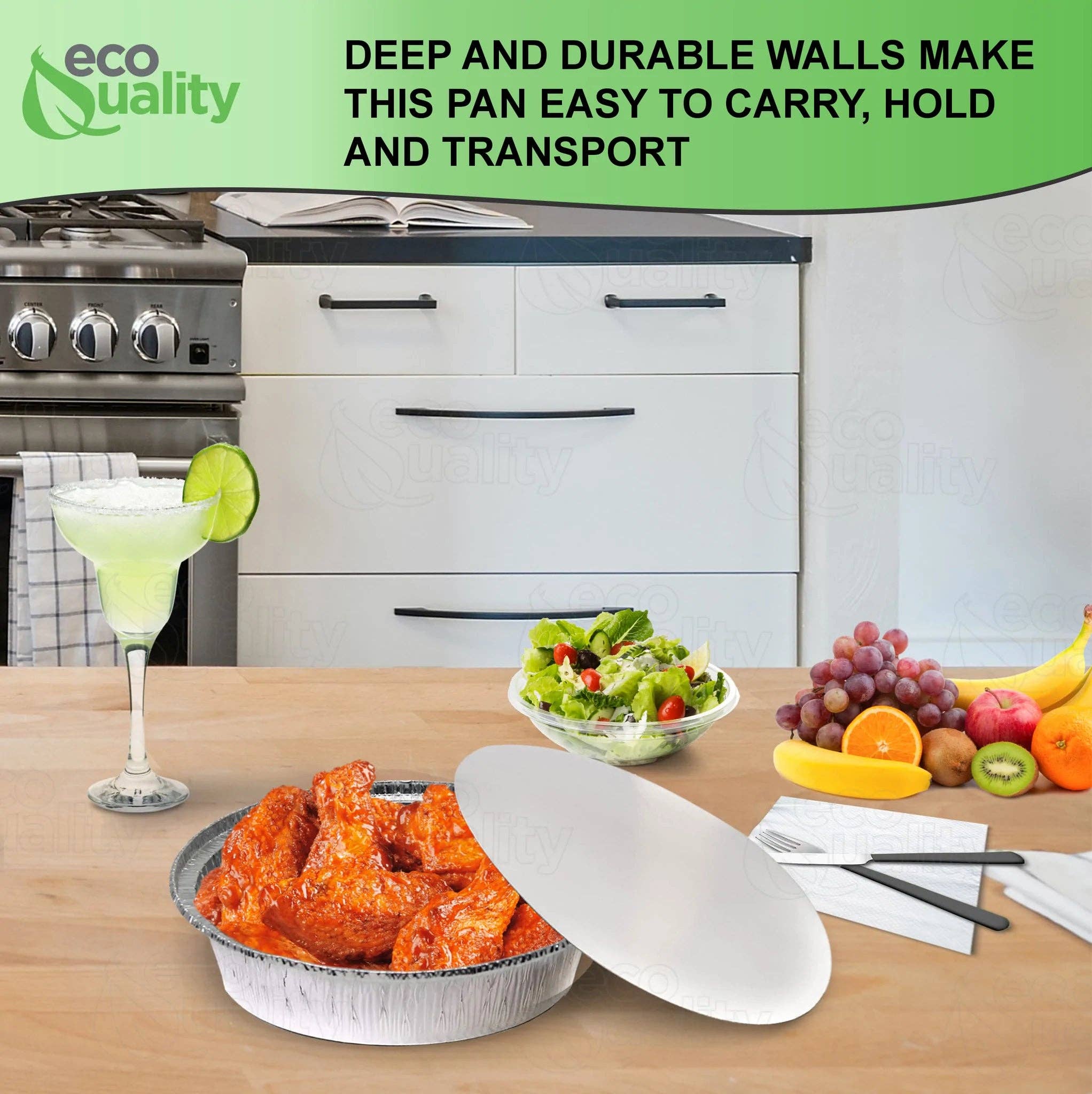 EcoQuality - Wholesale Food Storage Container - 8" Disposable Round Aluminum Foil Food Pans7