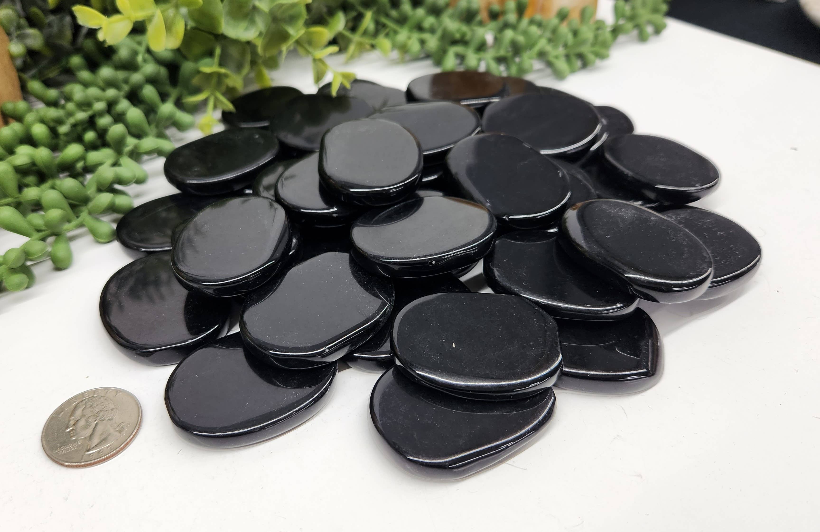 Meraki Gemstones - Wholesale Spiritual Stone/Crystal - Black Obsidian Flat Smooth Stones (0.5kg/1.1lbs)-45x35x7mm4