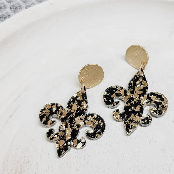 Mardi Gras Fleur De Lis Örhängen för wholesale av Krafts By Kassy