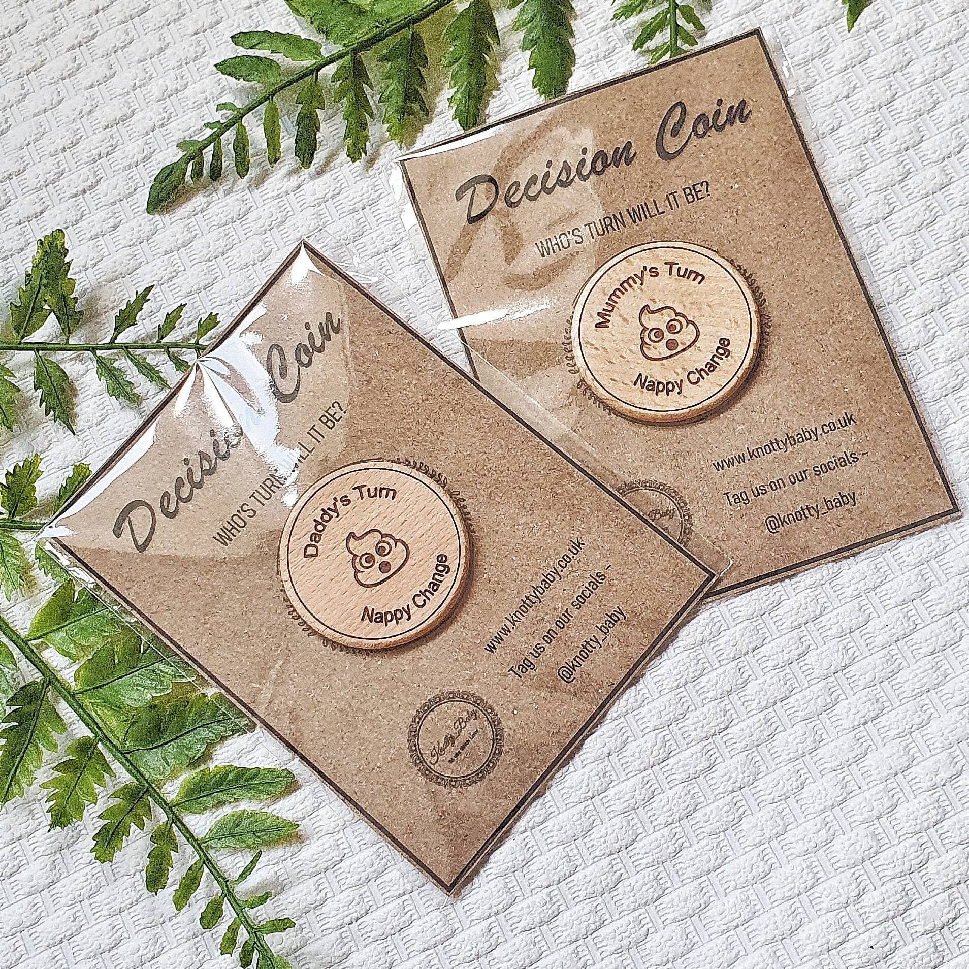Knotty_baby – wholesale Keepsake coin/token – Nappy Decision Coin, New Parent, Baby Shower, Flip Coin,1
