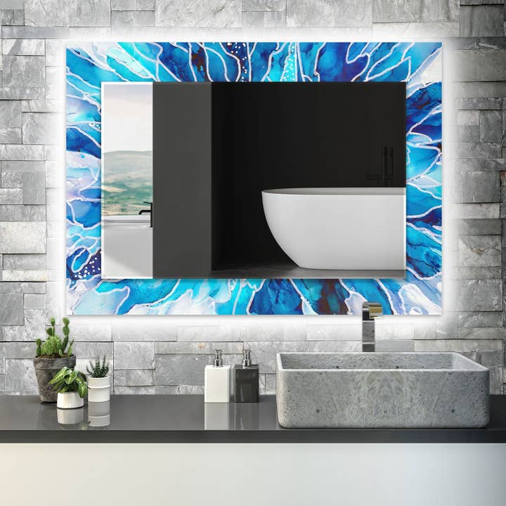 Abstract Tempered Glass Wall Mirror for wholesale by MyPhotostation