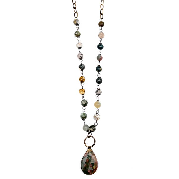 Banjara Semi-Precious Stone Necklace - Agate & Bloodstone for wholesale by Anju Jewelry