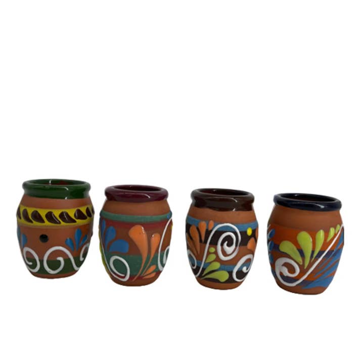 Fiesta McAllen LLC – wholesale Shot glass – Mini Ceramic Cantarito Tequila Shooters