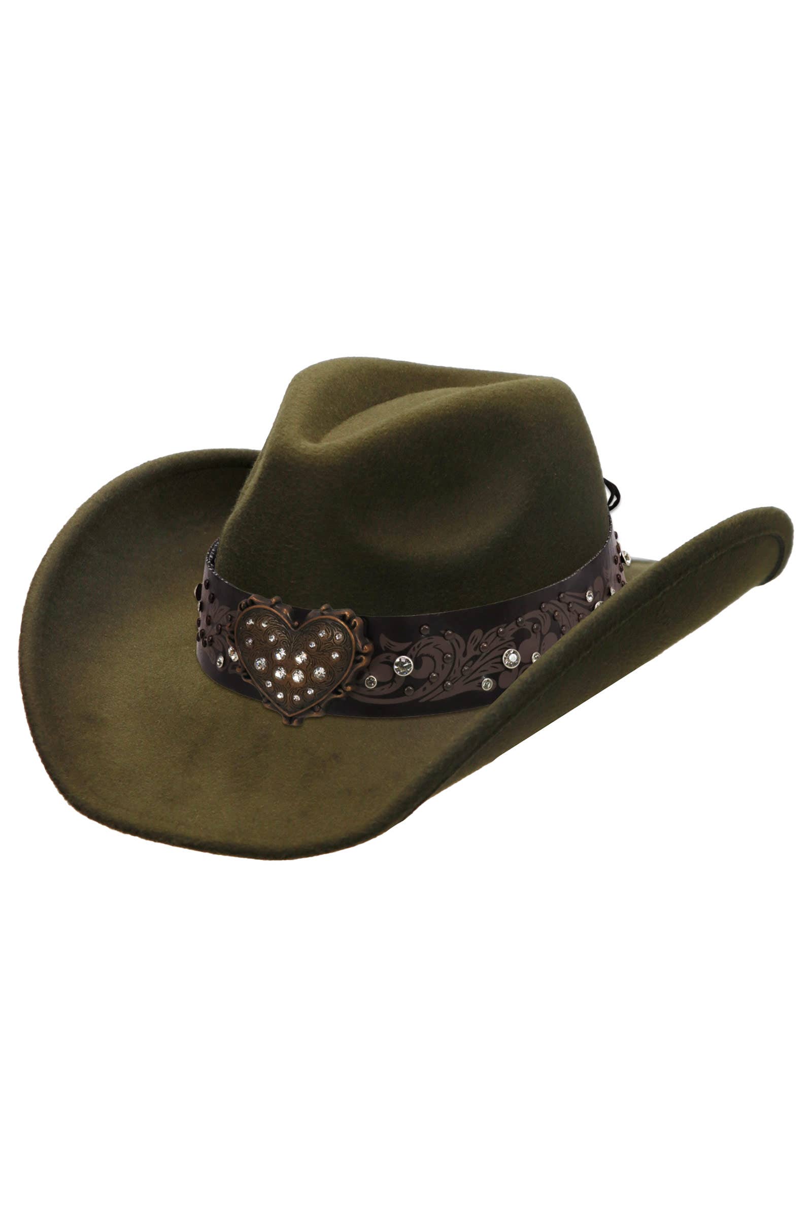Cap Zone - Venta al por mayor Sombrero cowboy - Unisex - Sombrero vaquero de fieltro con cinturón de strass en forma de corazón16
