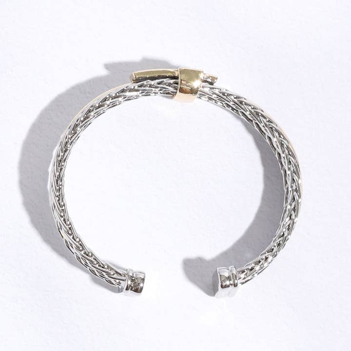 BK Crystal Cross Double Ponytail Bracelet Cuff Bangle for wholesale on Faire