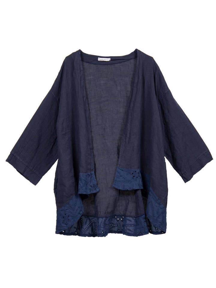 Rosanna öppen mantel i marinen för wholesale av Caposhie