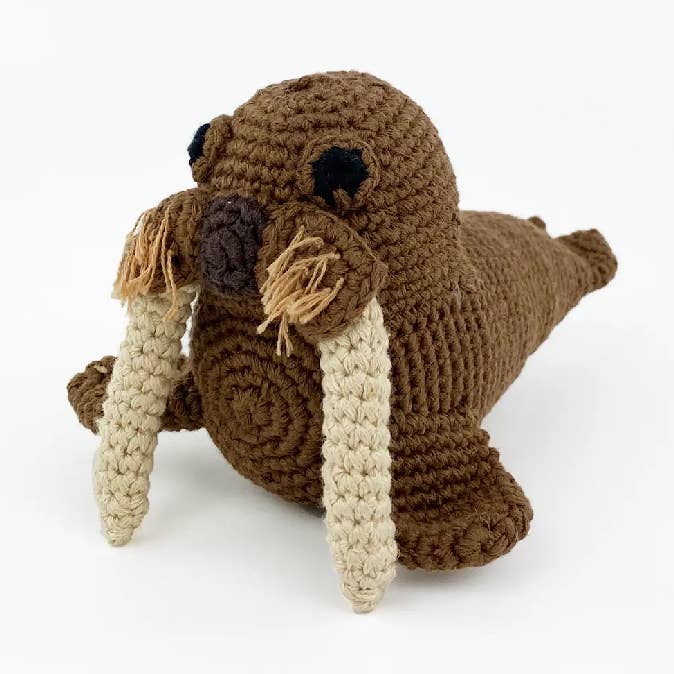Handcrafted Cheeky Walrus Plush – Organic Cotton Crochet Toy for wholesale by Pebble