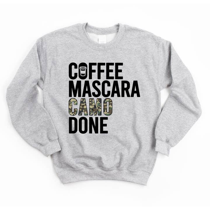 Coffee Mascara Camo Done Sweatshirt for wholesale by Light & Shine
