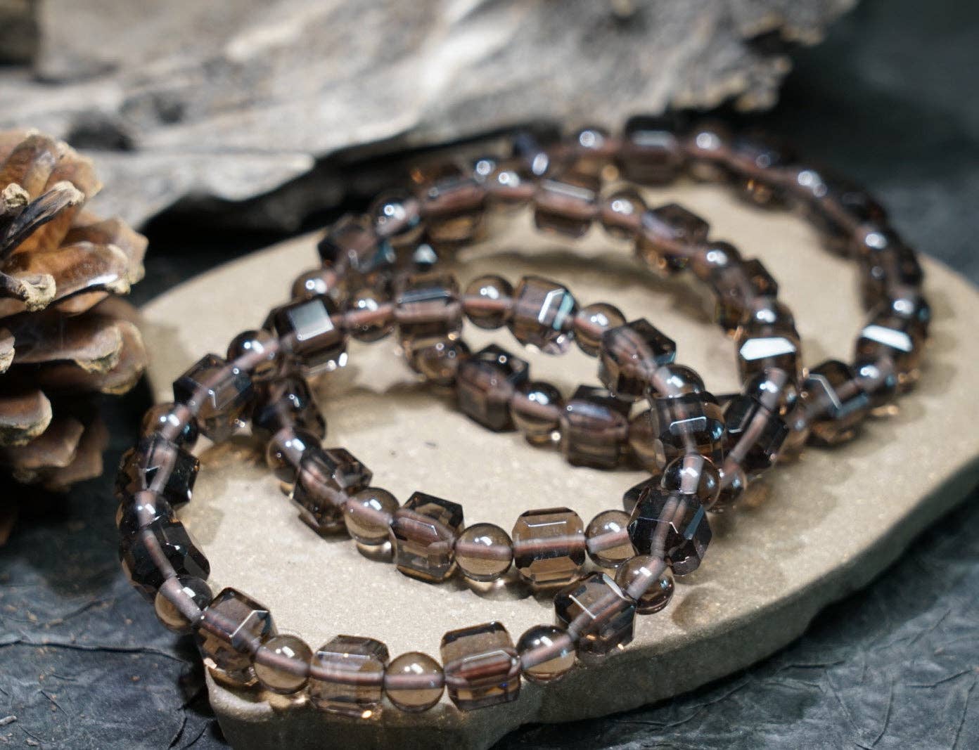 Moon Rituals - Wholesale Beaded Bracelet - Ice Obsidian Cube Bracelet – Natural Black Crystal Jewelry for Protection, Grounding & Christmas Crystal Gift15