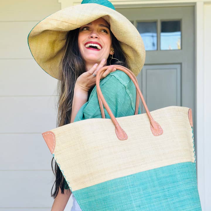 Shebobo - Wholesale Tote Bag - Women's - Santa Cruz Two Tone Large Straw Tote Bag